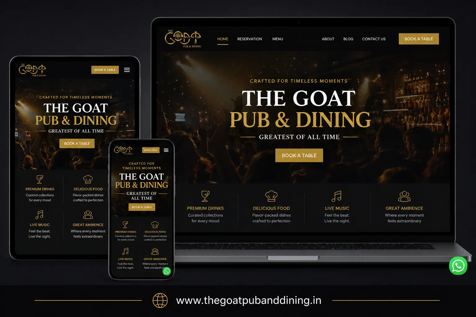 Goat Pub & Dining website by Stack E Systems