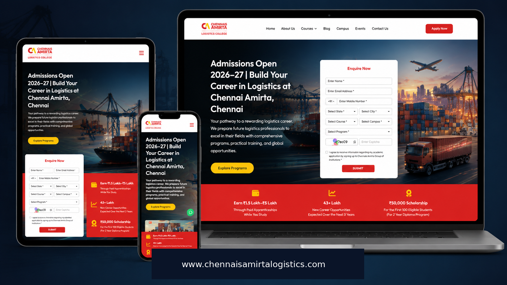 Chennais Amirta Logistics website by Stack E Systems