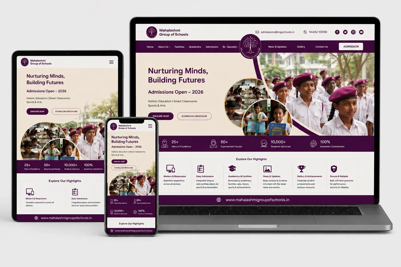 Mahalashmi Group of Schools website by Stack E Systems