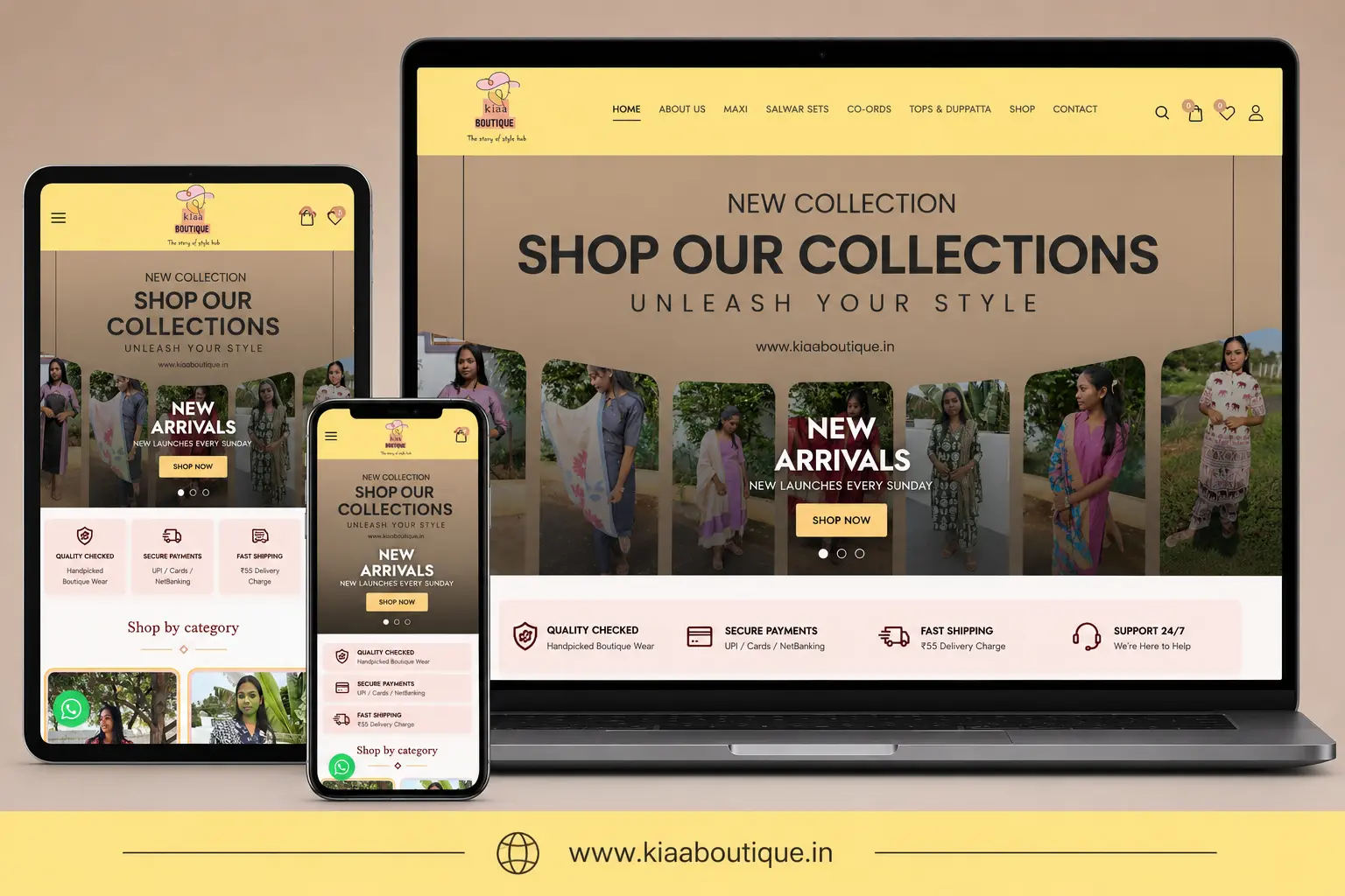 Kiaa Boutique website by Stack E Systems