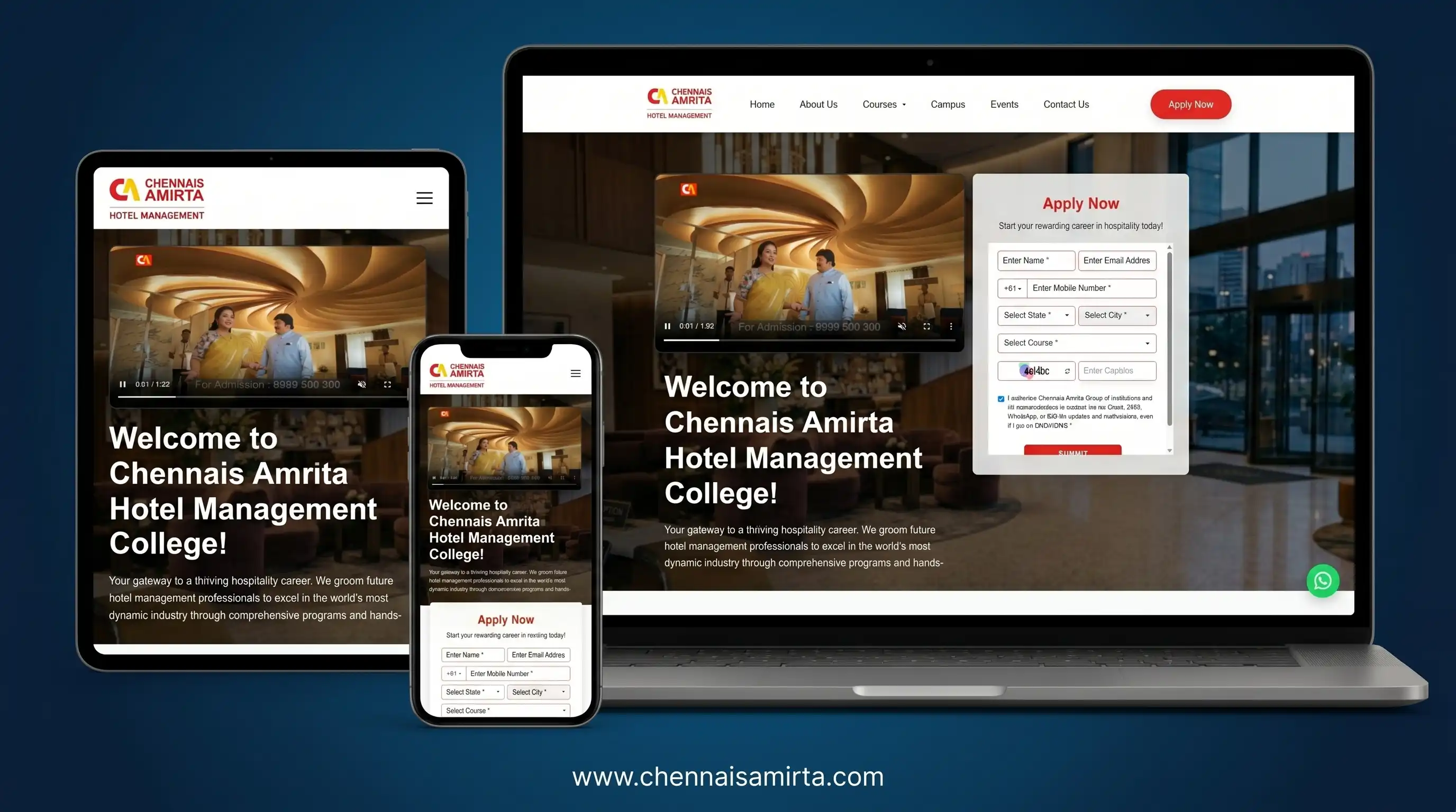 Chennais Amirta Hotel Management website by Stack E Systems