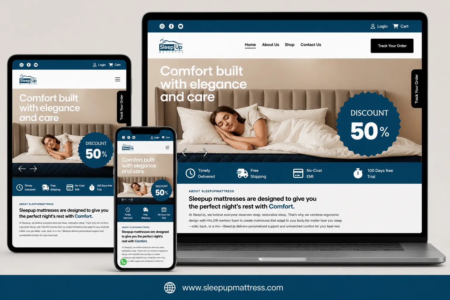 Sleep Up Mattress website by Stack E Systems